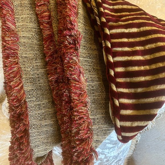 Pair 20 x 20 Black, Wheat and Red Kasmir Fabric Custom Made Pillow Covers. - Picture 14 of 16